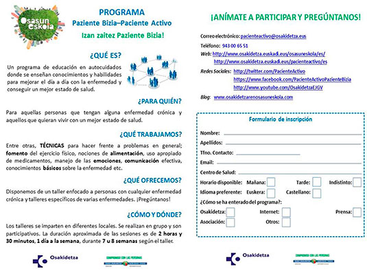 El Hospital de Día participa en el programa de 'Paziente bizia-Paciente activo' El Hospital de Día participa en el programa de 'Paziente bizia-Paciente activo'