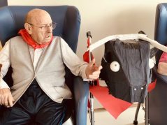 Volvemos a ponernos el pañuelo rojo de Sanfermines Sanfermines 2020 en la Residencia de mayores Txurdinagabarri de Bilbao