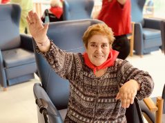 Volvemos a ponernos el pañuelo rojo de Sanfermines Sanfermines 2020 en la Residencia de mayores Txurdinagabarri de Bilbao