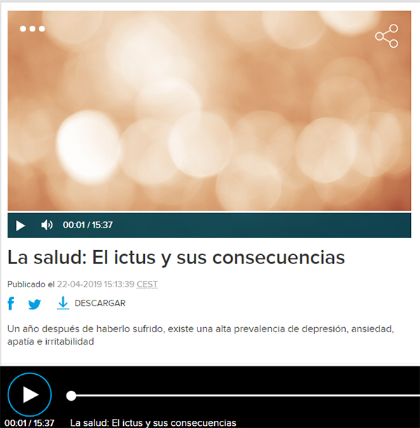 Iktusetik urte batera, depresio, antsietate, apatia eta haserrekortasun prebalentzia handia egoten da” Alteraciones emocionales tras DCA