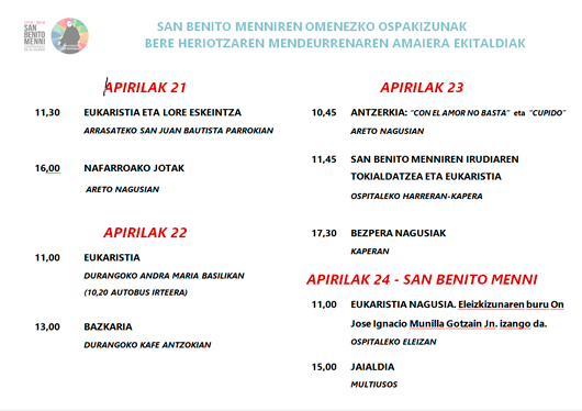 San Benito Menniren urteurrenaren ospakizunaren azken ekitaldiak San Benito Menniren urteurrenaren ospakizunaren azken ekitaldiak