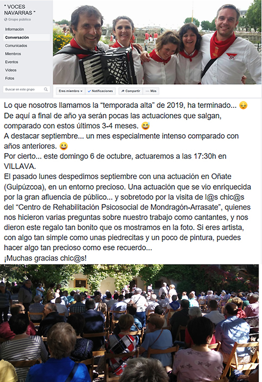 El CRPS Arrasate, en las fiestas de Oñati con Voces Navarras El CRPS Arrasate, en las fiestas de Oñati con Voces Navarras
