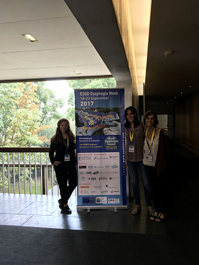 Marina Pascual, Mª Eugenia Díaz Emparanza y Ángela Fernández de Corres en el World Disfagia Summit logopedas