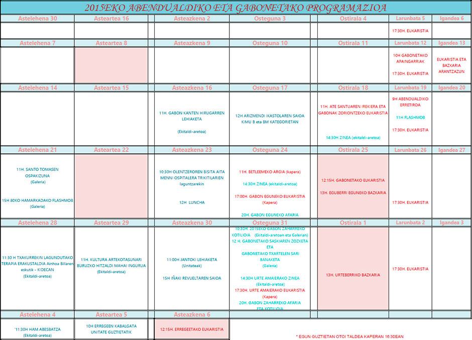 Egitarau osoa Gabonak merezi duen moduan ospatzeko