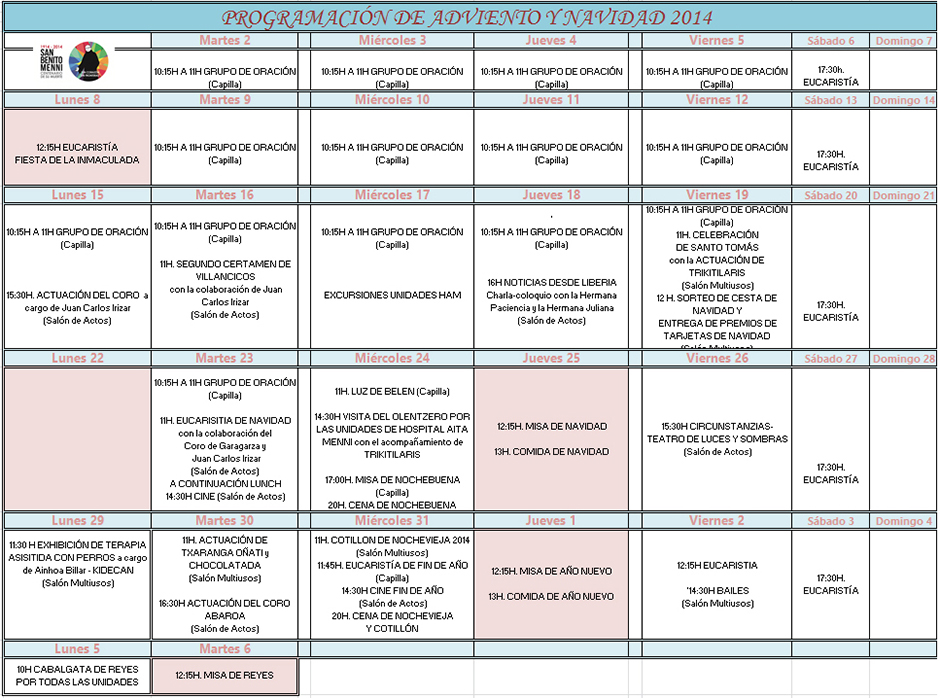 Un nutrido programa para celebrar Adviento y Navidad Programación Navidad